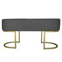 Ver imagem 3 de Banco Recamier Estofado Luana Base Gold Veludo Cinza - Montanaris Decor
