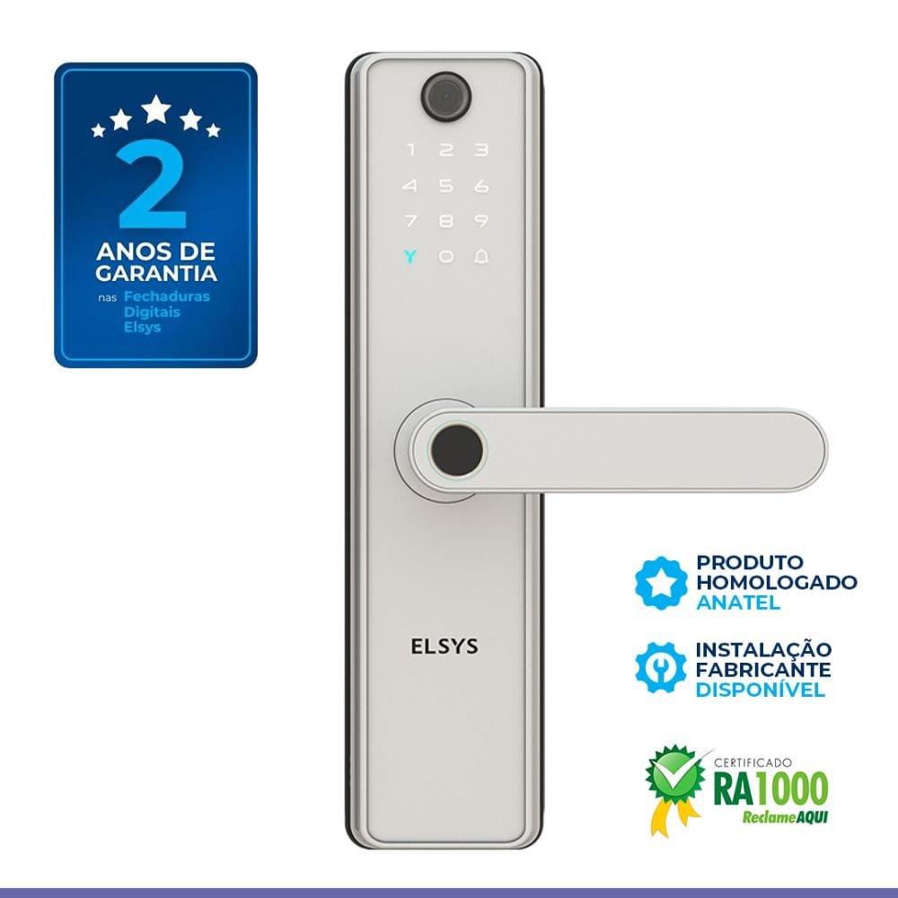Fechadura Digital de Embutir Esf-de51001 Sax + Instalação Prata Elsys ...
