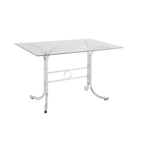 Mesa Retangular Tampo de Vidro 4166 Cinza/Cromado