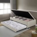 Ver imagem 4 de Bicama Box com Baú Solteiro Courino Linho Areia 88x188 com Colchão Auxiliar Ecoflex