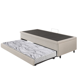 Bicama Box com Baú Solteiro Courino Linho Areia 88x188 com Colchão Auxiliar Ecoflex - 8