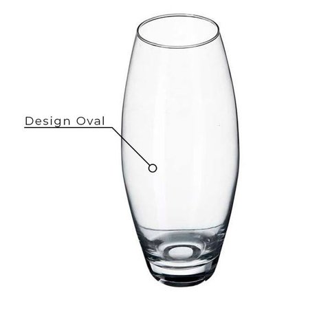 Vaso De Vidro Incolor Ornamental Design Oval 38x15cm