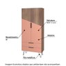 Armário para Cozinha com 2 Portas e 2 Gavetas - Castanho/Rosa - 2