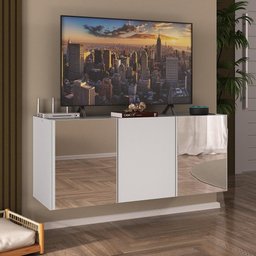 Rack Tv até 32 Polegadas 3 Portas Suspenso com Espelhos Multimóveis Mp1077 Branco - 2