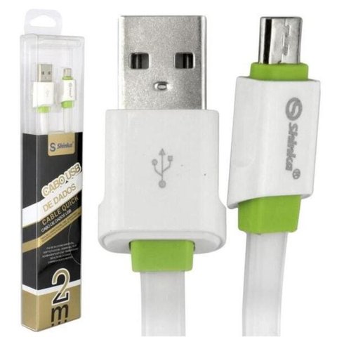 Cabo Usb V8 2 Metros Branco e Verde Sh-01-v8 Cb0364 Shinka