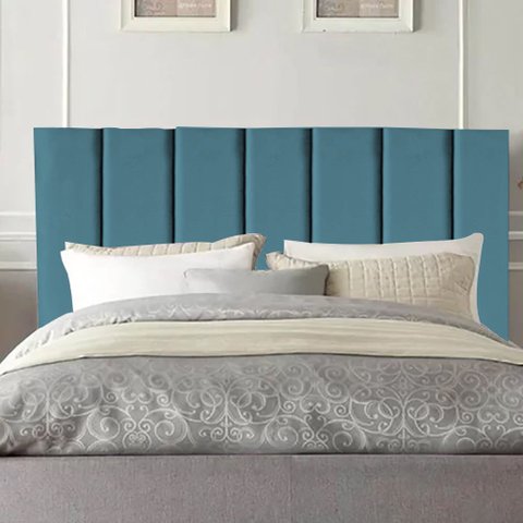 Cabeceira Estofada Cama Box Casal 1,60m Carla Suede Azul Marinho