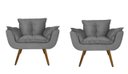 Ver imagem 1 de Conjunto 2 Poltronas Decorativa Estofada Para Salão de Beleza Opala Suede Cinza - LM DECOR