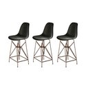 Ver imagem 1 de Kit 3 Banquetas Bistrô Alta Eames Preta Base Ferro Cobre - Cor: Preto