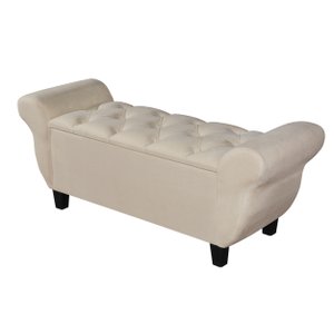 Recamier Baú para Cama Casal Ana 1,30m Estofado Retro Premium Closet Estilo Decorativo Cor Bege