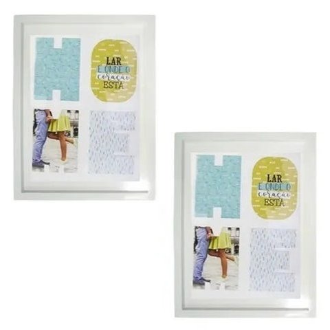 PORTA RETRATO \ MURAL DE PLASTICO HOME PARA 4 FOTOS - BRANCO