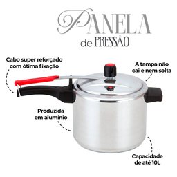 We Drop - Panela de Pressão 10 Litros Polida Alumínio Grande Inmetro - 3
