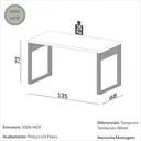 Ver imagem 3 de Mesa Escritório Industrial Mdf 135cm Off White/freijó F20
