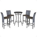 Ver imagem 1 de Mesa Bistrô e 4 Banquetas Roma Preta Corda Estofado 9 Trama Prata