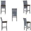 Ver imagem 5 de Mesa Bistrô e 4 Banquetas Roma Preta Corda Estofado 9 Trama Prata