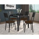 Ver imagem 1 de Conjunto de Mesa Tubular Sf Preto com 4 Cadeiras 151 Tampo de Vidro 75cm Incolor Assento Imbuia