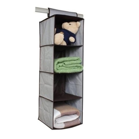 PRATELEIRA ORGANIZADOR VERTICAL Guarda-RoupaS MULTIUSO 4 DIVISÓRIAS CINZA LUxO - KANGUR