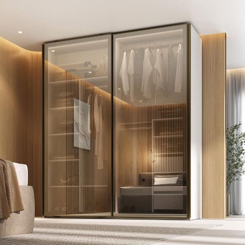 Guarda Roupa C/ 2 Portas de Correr Reflecta e Led 100% Mdf Cor:branco