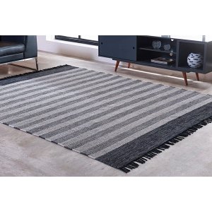 Tapete Indiano Kilim - Mallani - 1,50M x 2,00M - 100% Algodão - Preto - Niazitex