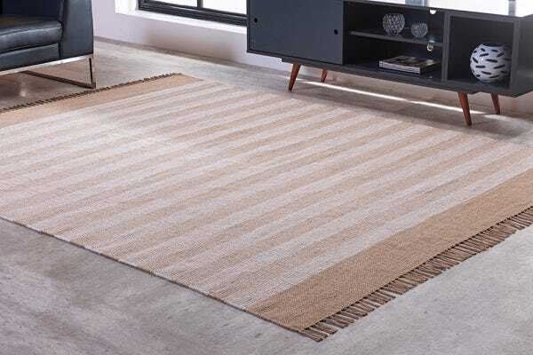 Tapete Indiano Kilim - Mallani - 2,00M x 2,50M - 100% Algodão - Bege - Niazitex