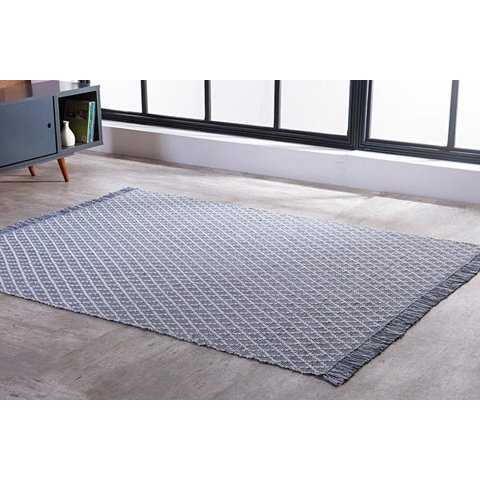 Tapete Indiano Kilim - Adalli - 1,00M x 1,50M - 100% Algodão - Cinza - Niazitex