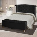 Ver imagem 2 de Kit Cabeceira de Cama Box e Calçadeira Baú Luxo King 195 Cm Suede Preto do Lar Móveis