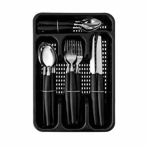 Jogo de Talheres Clink 24 Peças Inox - Preto