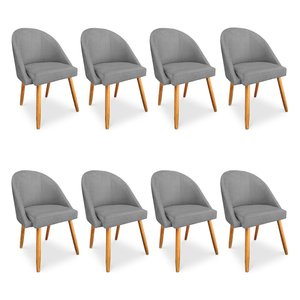 Kit 08 Cadeiras Jantar Bela Suede Pés Palito Castanho - Pallazio