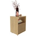 Ver imagem 3 de Mesa de Cabeceira com 1 Gaveta e Detalhe Ripado Cm8042 Amêndoa Tecno Mobili - Amendoa