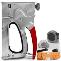 kIT Grampeador Pinador Manual Profissional + Bolsa Cinta 11 Bolsos - 1