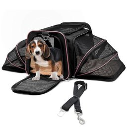 Bolsa Pet Transporte Expansível Rosa + Cinto de Segurança - 1