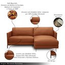 Ver imagem 3 de Sofá Decorativo Karine 3 Lugares Sala de Estar 230cm com Chaise Pés em Aço Couro Conhaque G88 - Gran