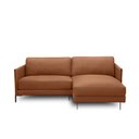Ver imagem 5 de Sofá Decorativo Karine 3 Lugares Sala de Estar 230cm com Chaise Pés em Aço Couro Conhaque G88 - Gran