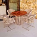 Ver imagem 1 de Conjunto de Mesa em Corda Náutica Jasmin - 4 Cadeiras + 1 Mesa - Tecido Duna Deserto