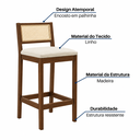 Ver imagem 6 de Banqueta de Cozinha com Encosto Médio em Palhinha – Imbuia com Linho Cru