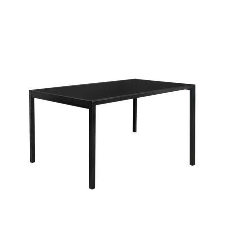 Mesa Atenas 1,60 x 0,90 Vidro Metalizado – Preto Fosco Vidro Marmori Preto 4 mm