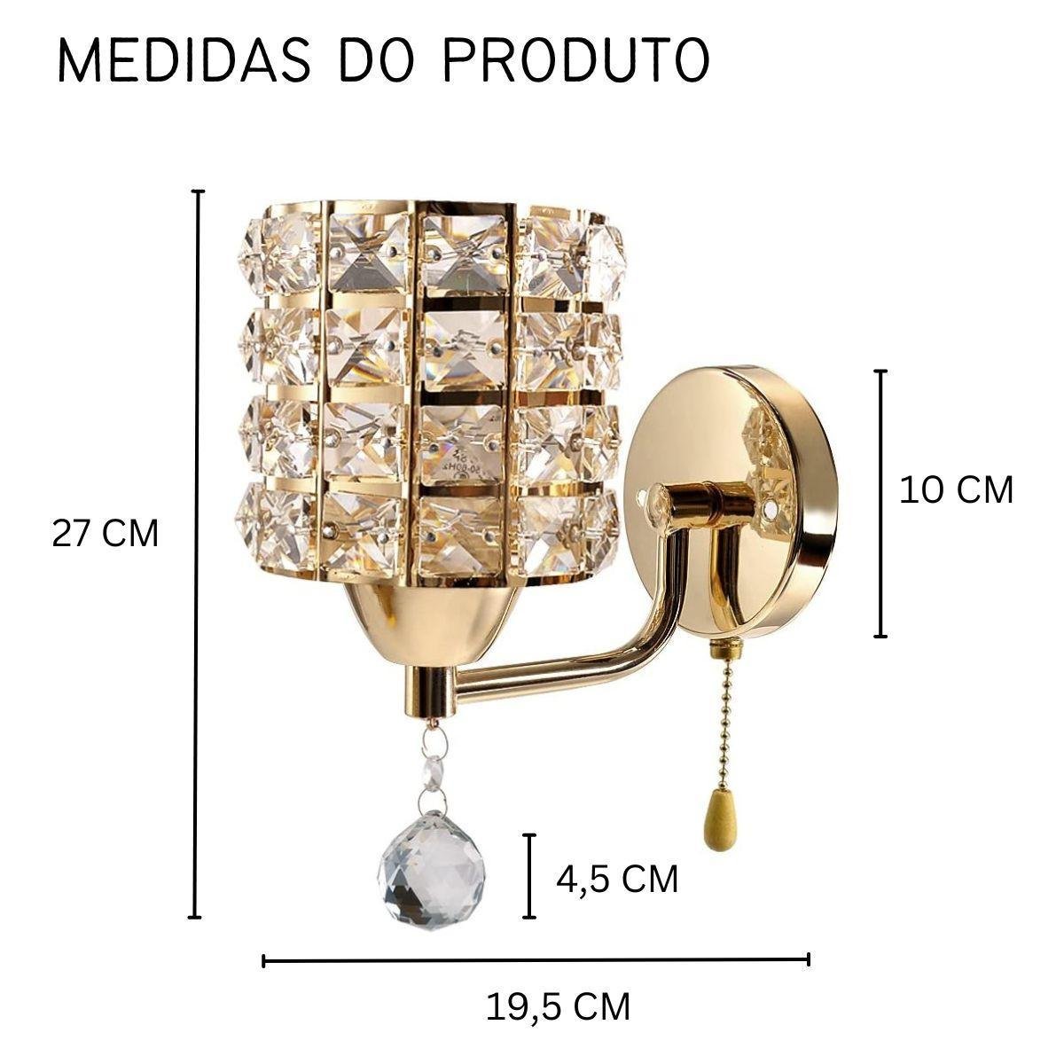 Arandela Luminária Parede Decorativo Cristal Moderna Luxuosa - 2