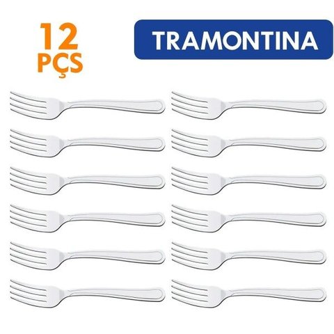 Conjunto 12 Garfos Mesa Búzios Tramontina Talheres em Aço Inox