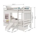 Ver imagem 4 de Beliche Infantil com Janela Gavetas Escorregador e Cortina Madeira Maciça Branco/ Rosa Housin