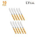 Ver imagem 1 de Kit 10 Espátulas para Manteiga com cabo Plástico Bambu Natural Aço Inox Lyor - 7441