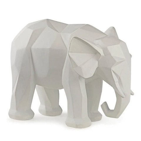 Escultura Elefante Poliresina Branco MART 13265