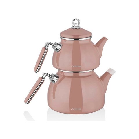 Chaleira & Bule de Chá Turco Chocolate Rosa Esmalte / ROSA48