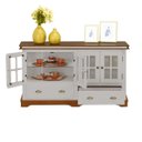 Ver imagem 4 de Balcão Buffet 4 Portas 2 Gav. Prateleiras em Vidro Manchester 2041 Linz Móveis - Off White/imbuia