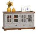 Ver imagem 2 de Balcão Buffet 4 Portas 2 Gav. Prateleiras em Vidro Manchester 2041 Linz Móveis - Off White/imbuia