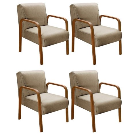 Kit 4 Poltronas Anita Cor:Linho Marrom 150
