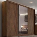 Ver imagem 2 de Guarda Roupa Casal 3 Portas de Correr e 4 Gavetas c/ 1 Espelho Diamond Plus Freijó/FendiOff - Novo H