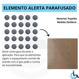 Elemento Tátil Alerta Pvc Parafusado Cinza - 5