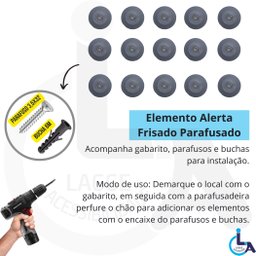 Elemento Tátil Alerta Pvc Parafusado Cinza - 4