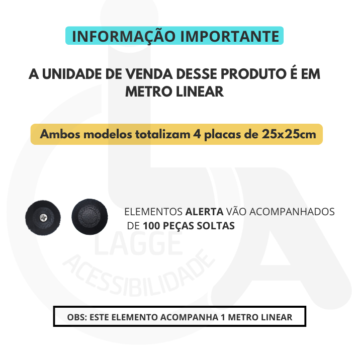 Elemento Tátil Alerta Pvc Parafusado Cinza - 7