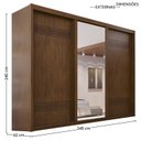 Ver imagem 4 de Guarda Roupa Casal 3 Portas de Correr 6 Gavetas com Espelho 103 Palissy Marrom/Âmbar