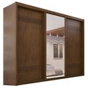 Ver imagem 3 de Guarda Roupa Casal 3 Portas de Correr 6 Gavetas com Espelho 103 Palissy Marrom/Âmbar